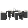 Conjunto de Comedor de Jardín 5 pcs Negro ratán sintético 3