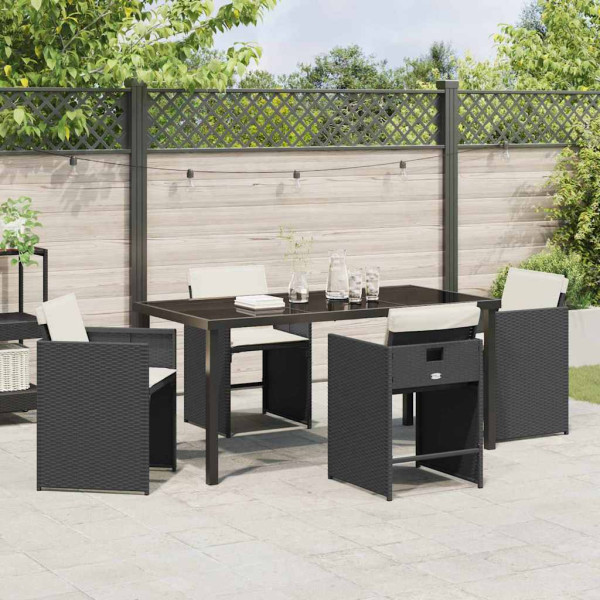 Conjunto de Comedor de Jardín 5 pcs Negro ratán sintético M 4