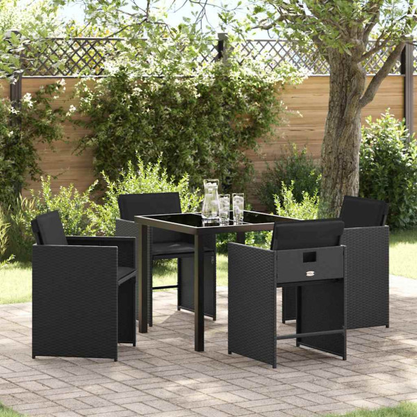 Conjunto de Comedor de Jardín 5 pcs Negro ratán sintético D
