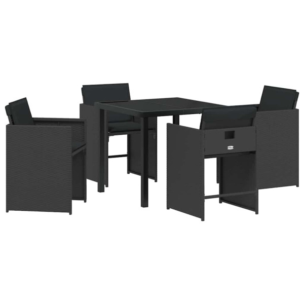 Conjunto de Comedor de Jardín 5 pcs Negro ratán sintético M 2
