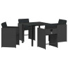 Conjunto de Comedor de Jardín 5 pcs Negro ratán sintético 2