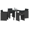 Conjunto de Comedor de Jardín 5 pcs Negro ratán sintético 3
