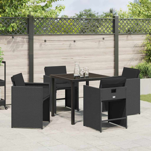 Conjunto de Comedor de Jardín 5 pcs Negro ratán sintético M 4