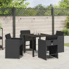 Conjunto de Comedor de Jardín 5 pcs Negro ratán sintético 4