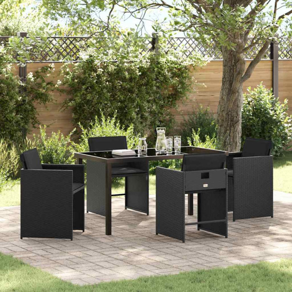 Conjunto de Comedor de Jardín 5 pcs Negro ratán sintético D