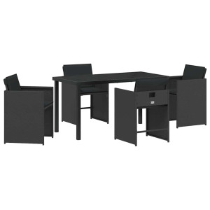 Conjunto de Comedor de Jardín 5 pcs Negro ratán sintético H