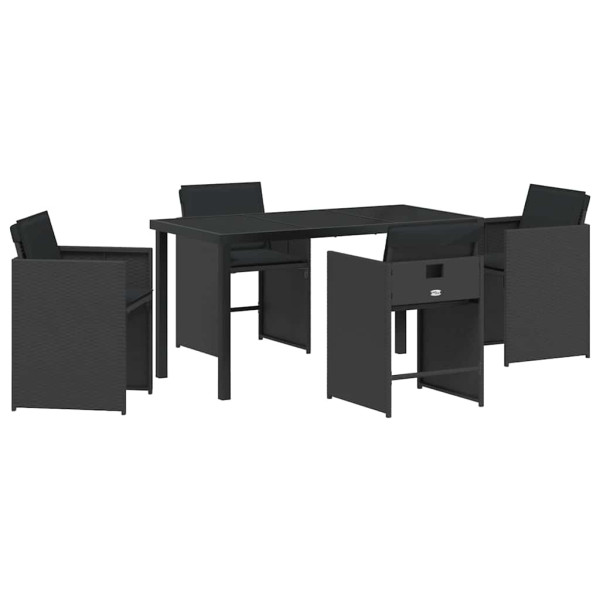 Conjunto de Comedor de Jardín 5 pcs Negro ratán sintético M 2