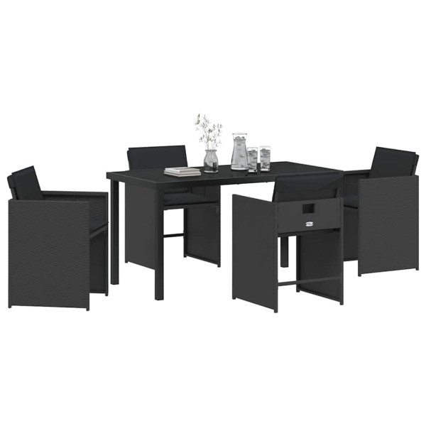 Conjunto de Comedor de Jardín 5 pcs Negro ratán sintético M 3