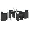 Conjunto de Comedor de Jardín 5 pcs Negro ratán sintético 3