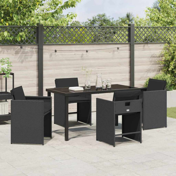 Conjunto de Comedor de Jardín 5 pcs Negro ratán sintético M 4