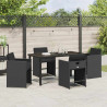 Conjunto de Comedor de Jardín 5 pcs Negro ratán sintético 4