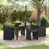 Conjunto de Comedor de Jardín 5 pcs Negro ratán sintético 1