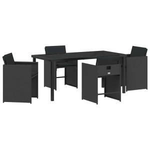 Conjunto de Comedor de Jardín 5 pcs Negro ratán sintético H