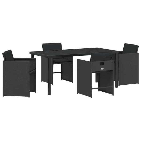 Conjunto de Comedor de Jardín 5 pcs Negro ratán sintético M 2