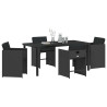Conjunto de Comedor de Jardín 5 pcs Negro ratán sintético 3