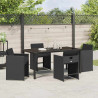 Conjunto de Comedor de Jardín 5 pcs Negro ratán sintético 4