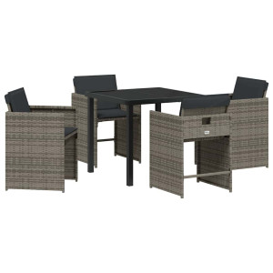 Conjunto de Comedor de Jardín 5 pcs Gris ratán sintético H