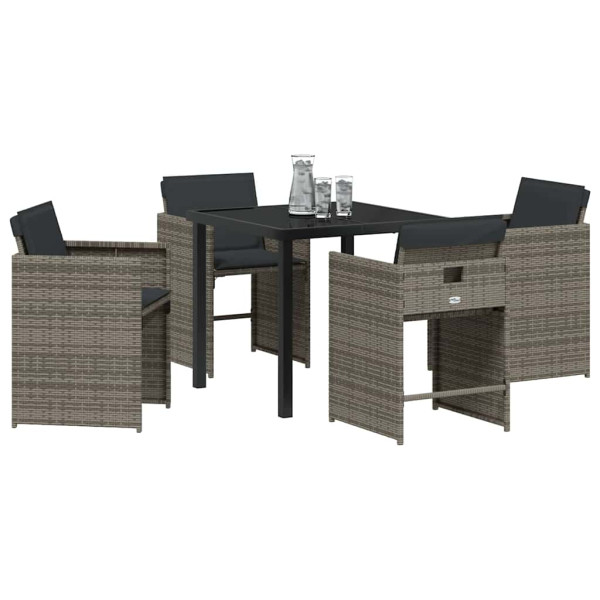 Conjunto de Comedor de Jardín 5 pcs Gris ratán sintético M 3