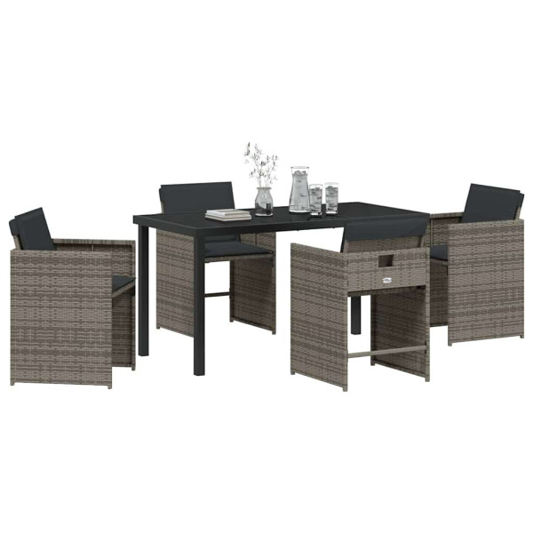 Conjunto de Comedor de Jardín 5 pcs Gris ratán sintético M 3