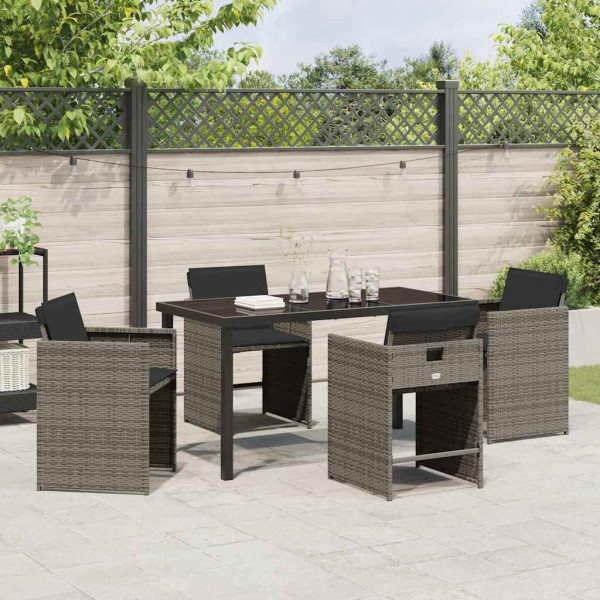 Conjunto de Comedor de Jardín 5 pcs Gris ratán sintético M 4