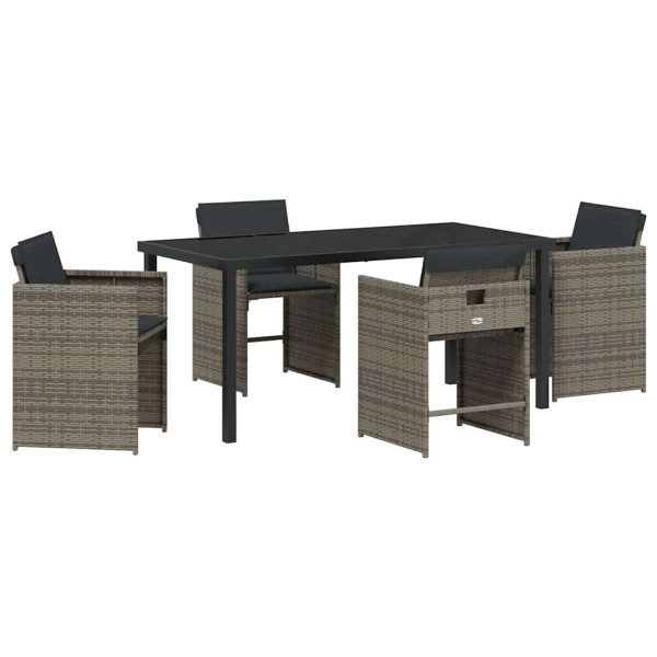 Conjunto de Comedor de Jardín 5 pcs Gris ratán sintético M 2