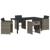 Conjunto de Comedor de Jardín 5 pcs Gris ratán sintético 2