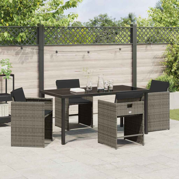 Conjunto de Comedor de Jardín 5 pcs Gris ratán sintético M 4