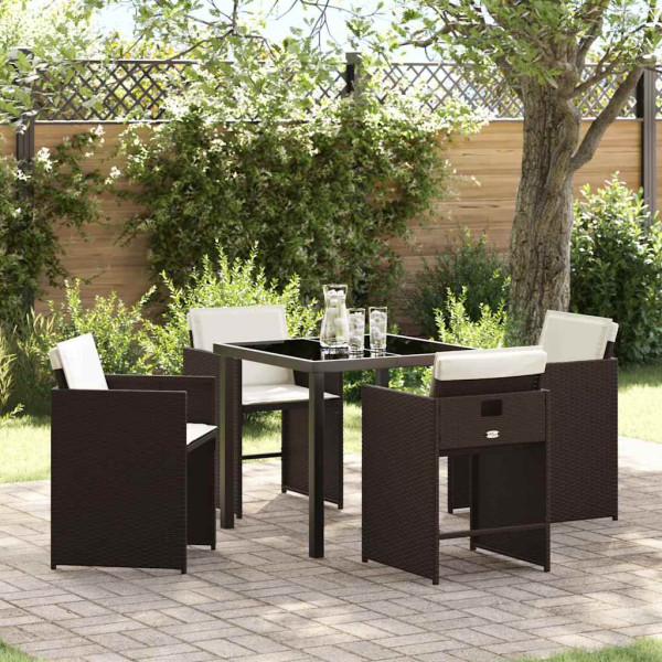 Conjunto de Comedor de Jardín 5 pcs Marrón ratán sintético D