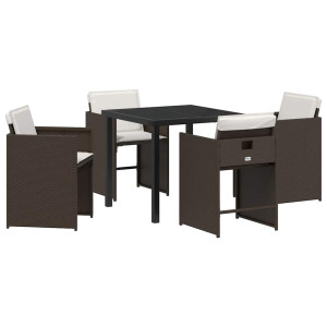 Conjunto de Comedor de Jardín 5 pcs Marrón ratán sintético H