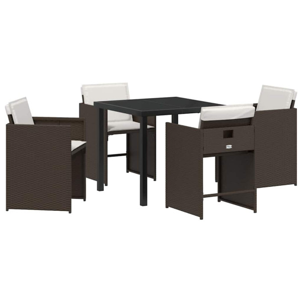 Conjunto de Comedor de Jardín 5 pcs Marrón ratán sintético M 2