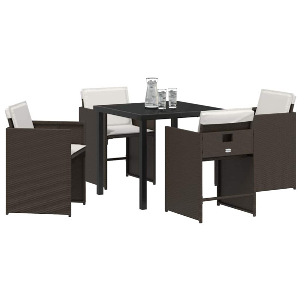 Conjunto de Comedor de Jardín 5 pcs Marrón ratán sintético M 3