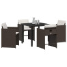 Conjunto de Comedor de Jardín 5 pcs Marrón ratán sintético 3