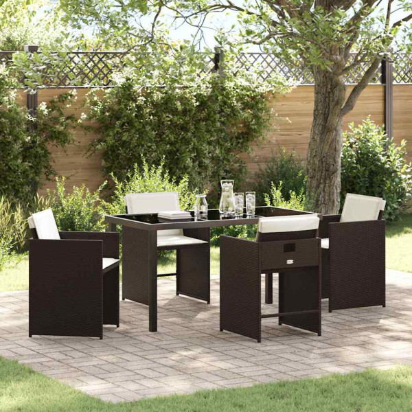 Conjunto de Comedor de Jardín 5 pcs Marrón ratán sintético D