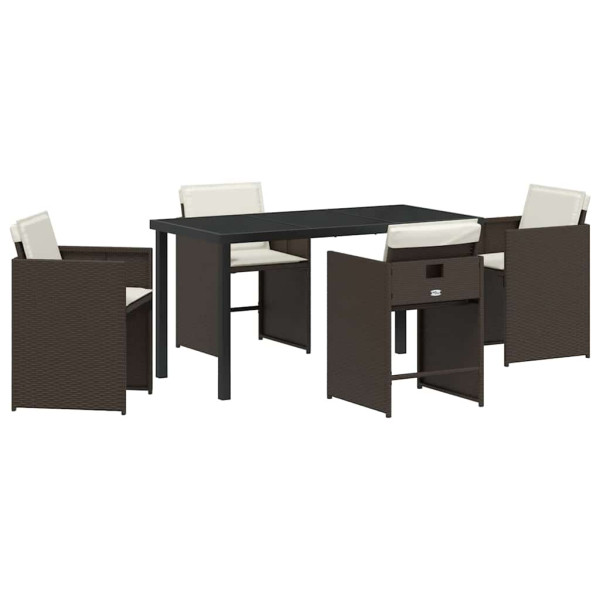 Conjunto de Comedor de Jardín 5 pcs Marrón ratán sintético M 2