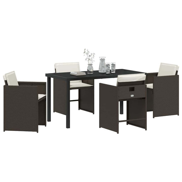 Conjunto de Comedor de Jardín 5 pcs Marrón ratán sintético M 3