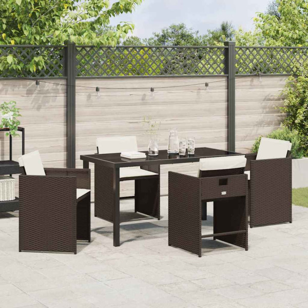 Conjunto de Comedor de Jardín 5 pcs Marrón ratán sintético M 4