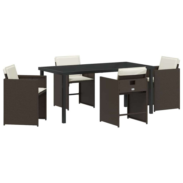 Conjunto de Comedor de Jardín 5 pcs Marrón ratán sintético M 2