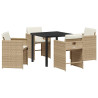 Conjunto de Comedor de Jardín 5 pcs Beige ratán sintético 2