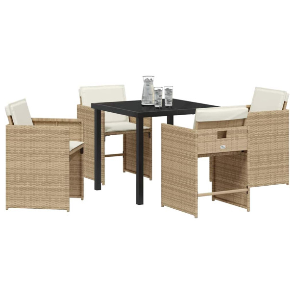 Conjunto de Comedor de Jardín 5 pcs Beige ratán sintético M 3