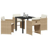 Conjunto de Comedor de Jardín 5 pcs Beige ratán sintético 3