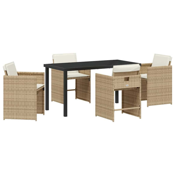 Conjunto de Comedor de Jardín 5 pcs Beige ratán sintético M 2