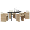 Conjunto de Comedor de Jardín 5 pcs Beige ratán sintético 3