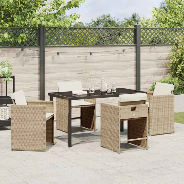 Conjunto de Comedor de Jardín 5 pcs Beige ratán sintético M 4