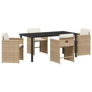 Conjunto de Comedor de Jardín 5 pcs Beige ratán sintético H
