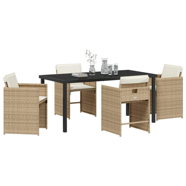 Conjunto de Comedor de Jardín 5 pcs Beige ratán sintético M 3