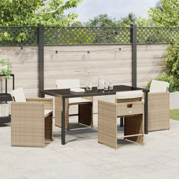 Conjunto de Comedor de Jardín 5 pcs Beige ratán sintético M 4