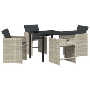 Conjunto de Comedor de Jardín 5 pcs Gris Claro ratán sintético H