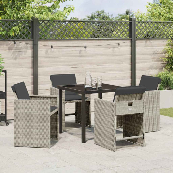Conjunto de Comedor de Jardín 5 pcs Gris Claro ratán sintético M 4