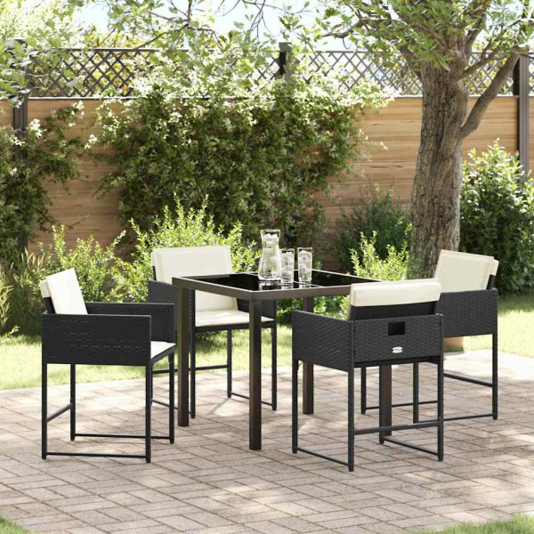 Conjunto de Comedor de Jardín 5 pcs Negro ratán sintético D