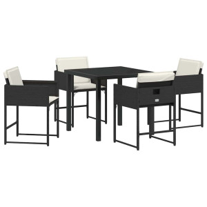 Conjunto de Comedor de Jardín 5 pcs Negro ratán sintético H